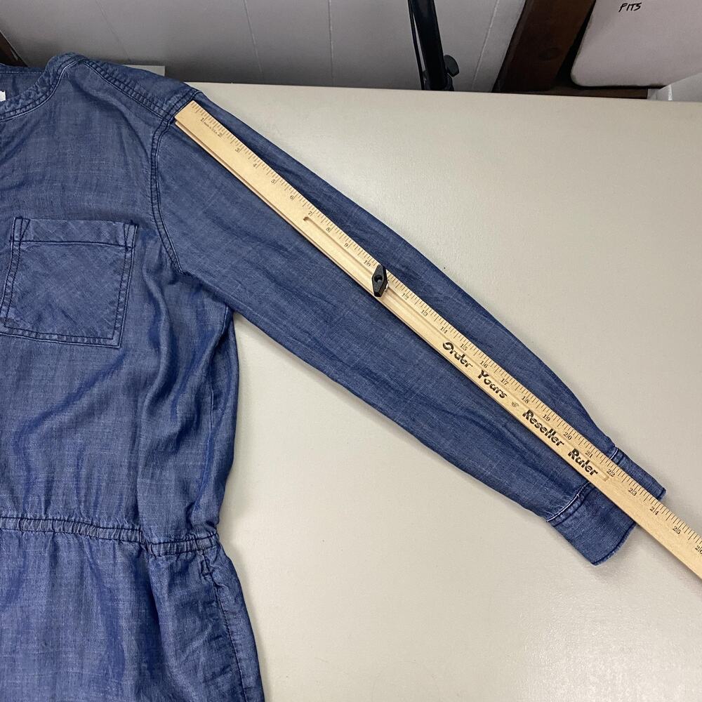 Gap Shirt Dress Womens XL Blue Chambray Tencel Cinched Waist Pockets Long Sleeve - Picture 8 of 16